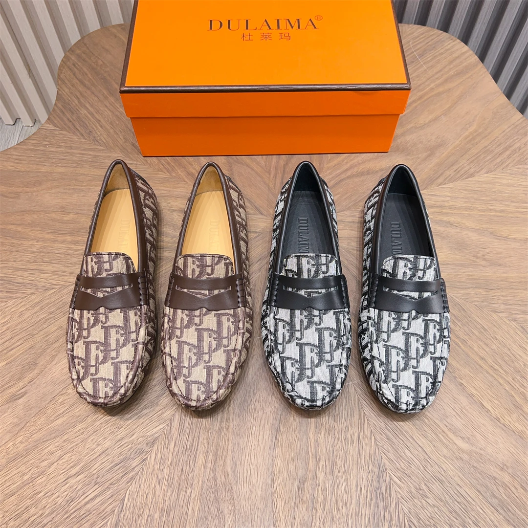 Presbyopic Lazy Driving Shoes Men's Genuine Leather Slip-On New Thick-Soled Casual Leather Shoes British Style Patent Leather Loafers for Men